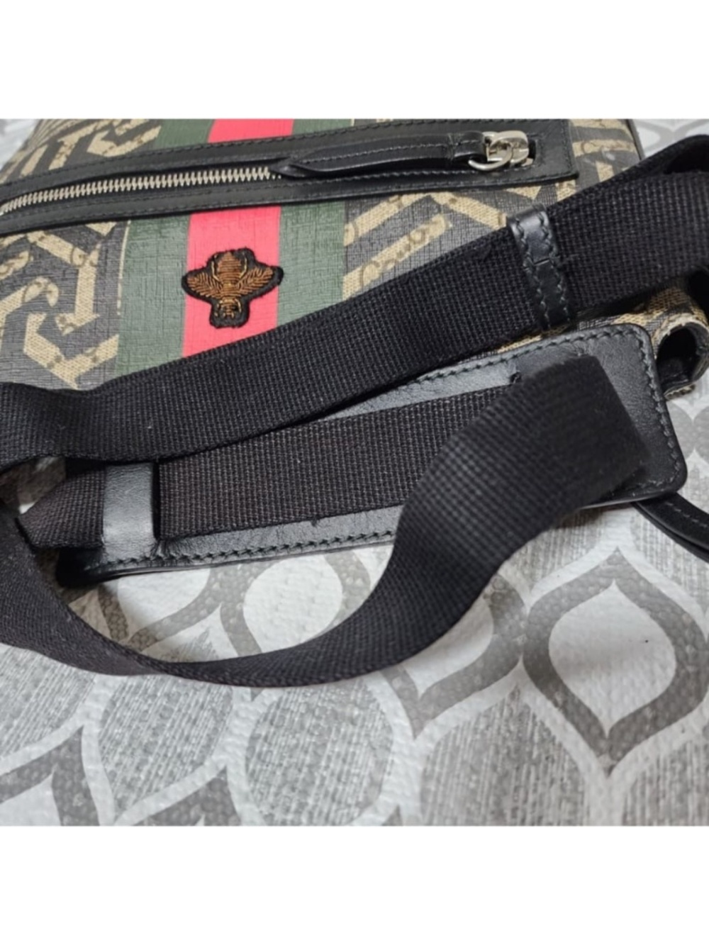 Authentic Gucci GG Supreme Caleido Web Messenger Black/Beige - Picture 12 of 16